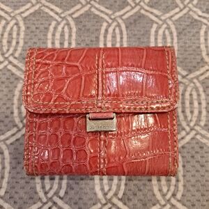 Liz Claiborne Pink Croc-Embossed Trifold Compact Wallet